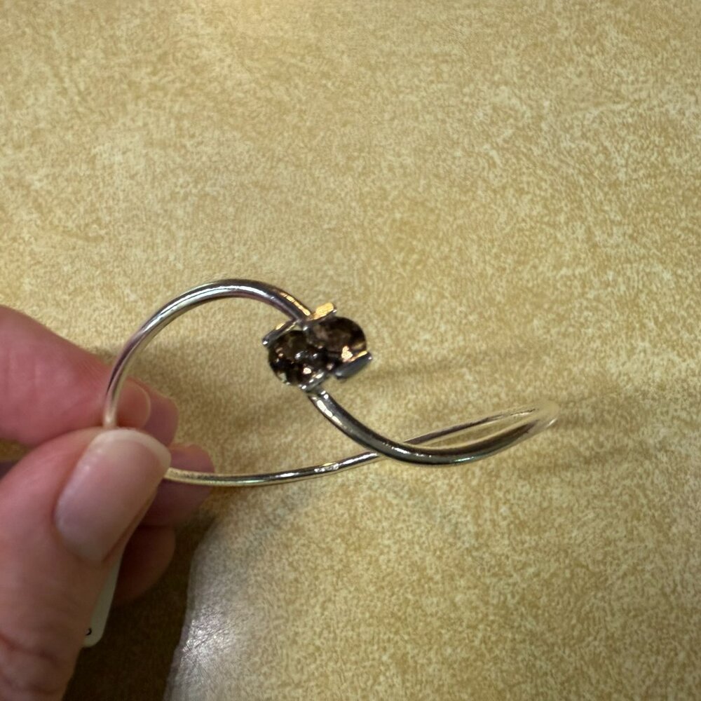 Sterling Silver Twist Bracelet w/Stones